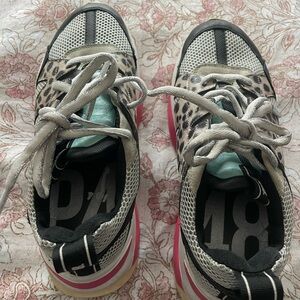 P448 Leopard Print Sneakers with Pink Accents
